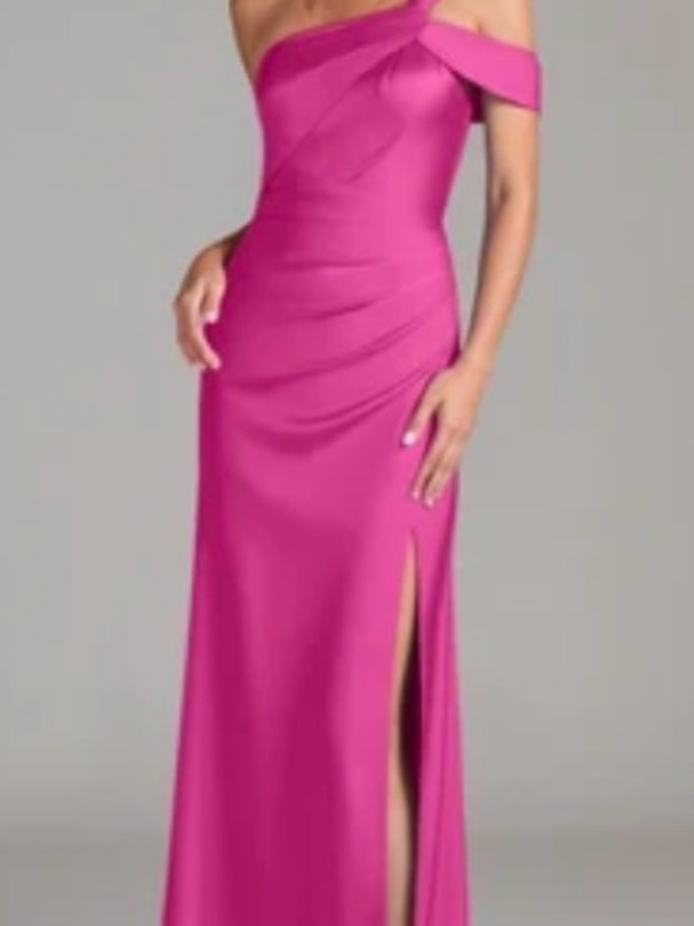 Azazie One-Shoulder Fuchsia Evening Gown